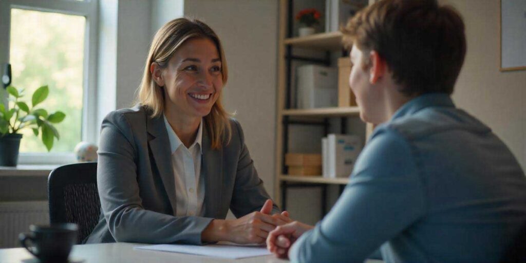 Client discussing child custody concerns with a professional investigator