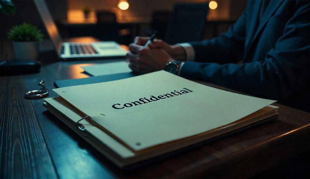 Confidential investigation files placed neatly on a table