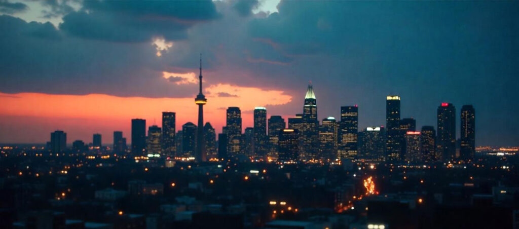 Scenic skyline view of Montreal city under clear sky