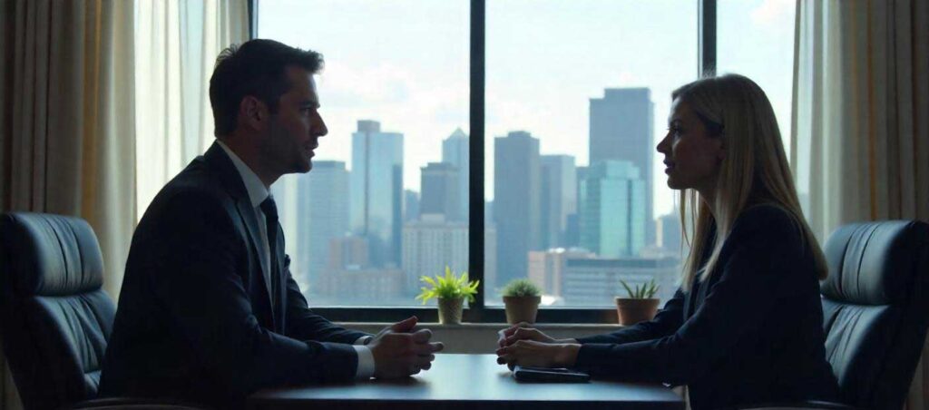 Client and investigator having a professional meeting